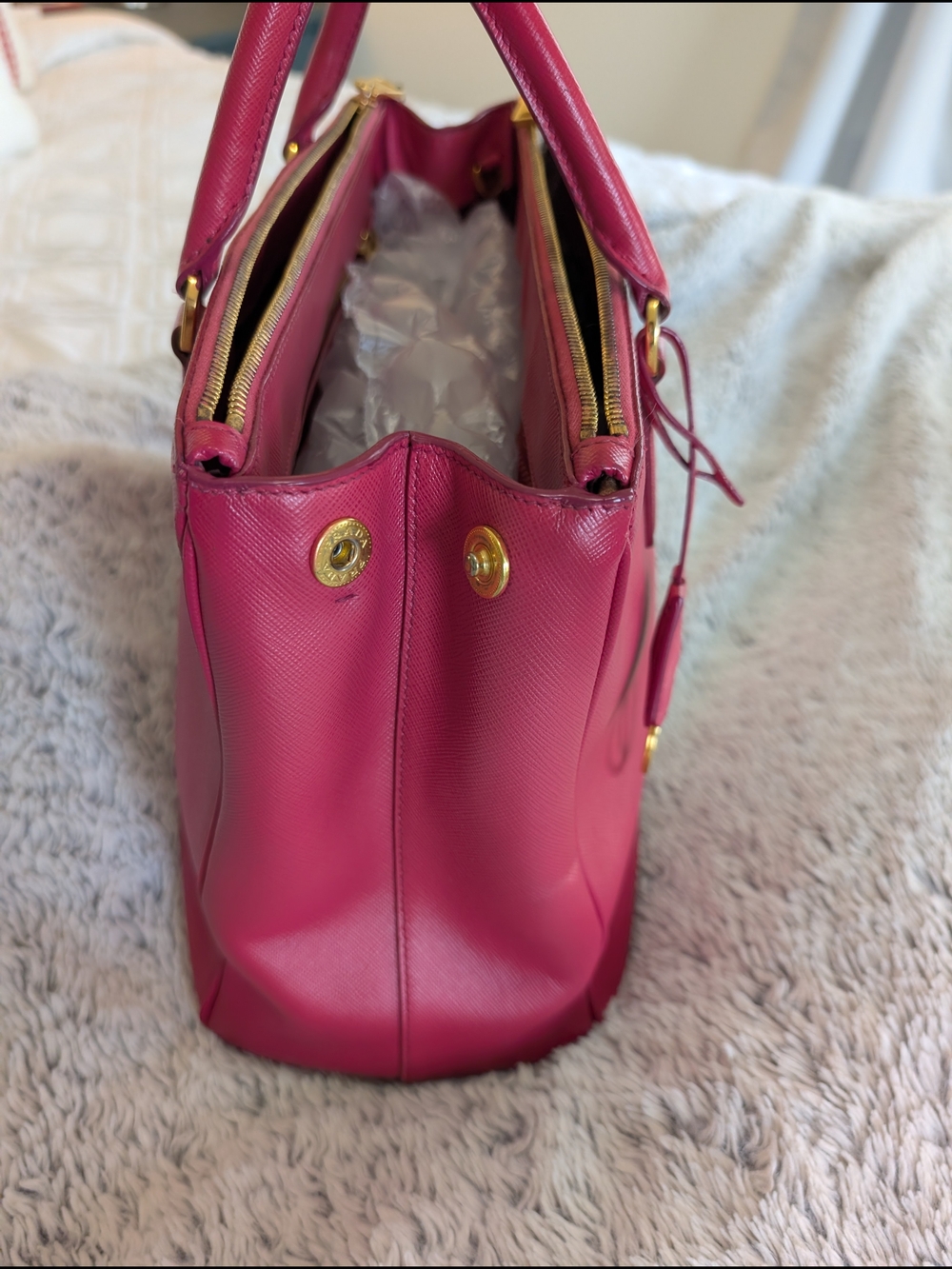 Prada Saffiano Leather Satchel in Magenta - Picture 7 of 12